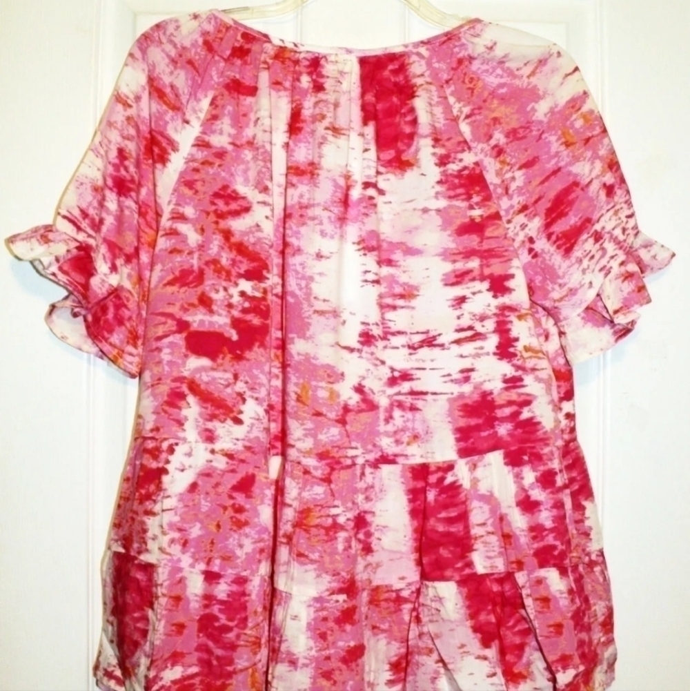 Beach Lunch Lounge Tie Dye Peasant Blouse Small Petite - Picture 2 of 3